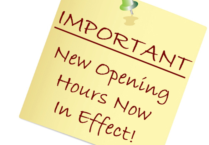 Change Of Opening Hours